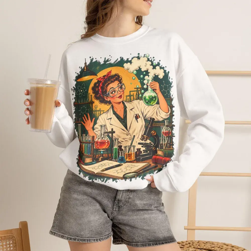 Chemie-Pullover im Retro-Comic-Stil, Ansicht 2