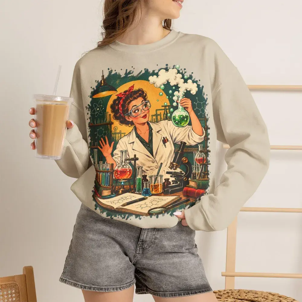Chemie-Pullover im Retro-Comic-Stil, Ansicht 3