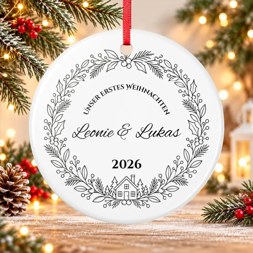 Unser erstes Weihnachten – Kranz mit Haus