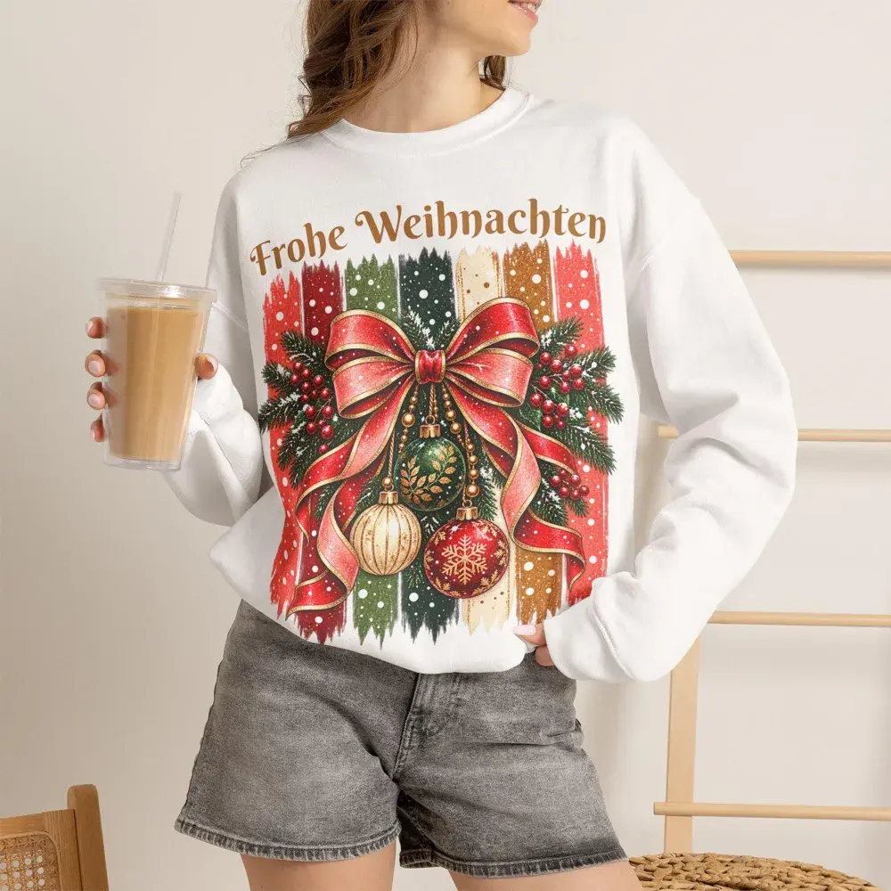 Weihnachtspullover Schleife & Streifen