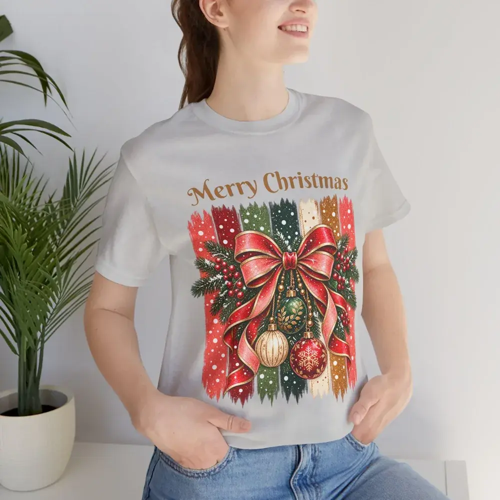 Weihnachtsshirt Schleife & Streifen